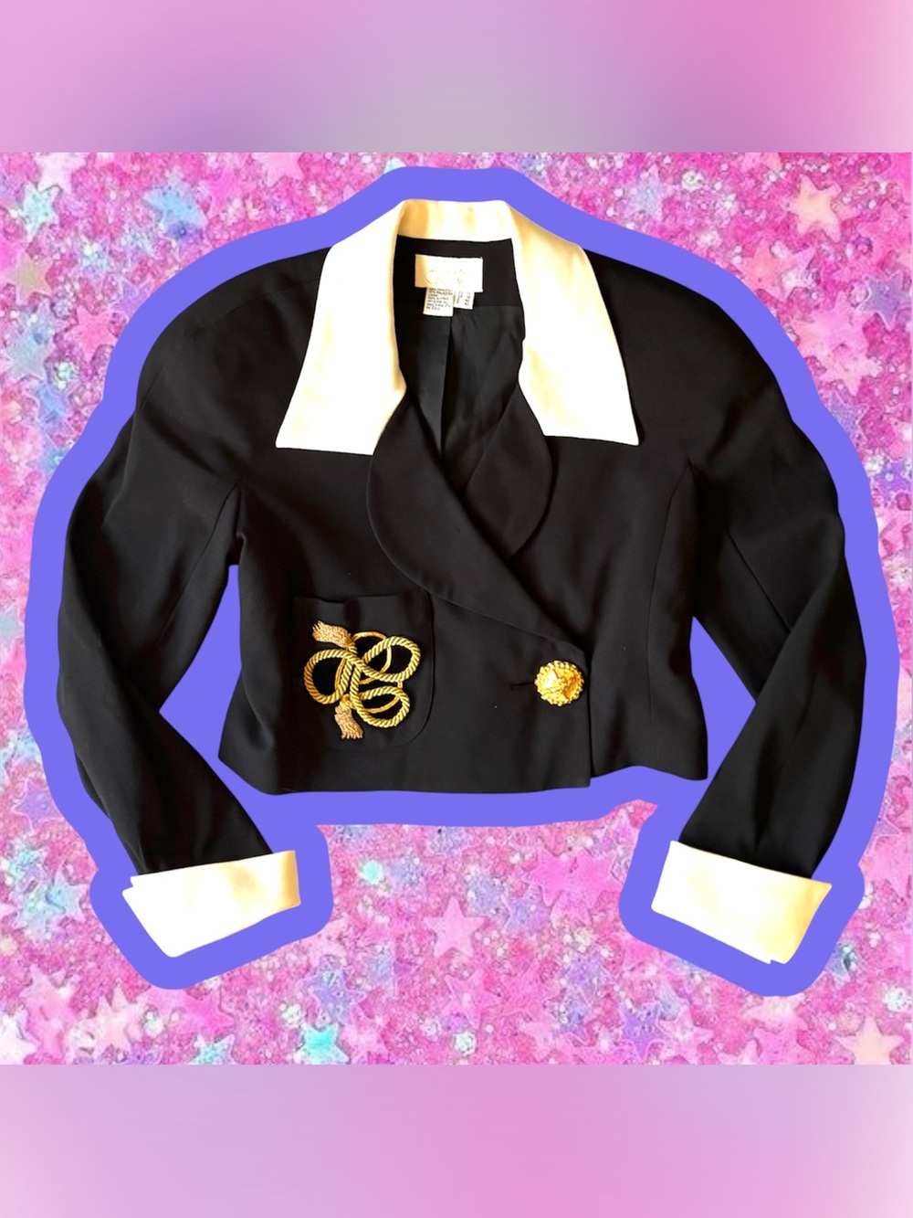 Cache 90s vintage nautical blazer jacket 8 10 clueless cropped old money 80s